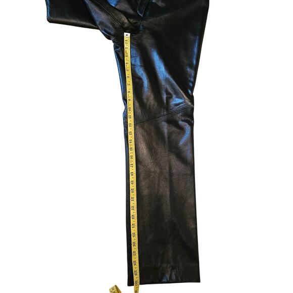 Vintage 90s Finity Black 100% Leather Pants Size Med - Picture 7 of 7